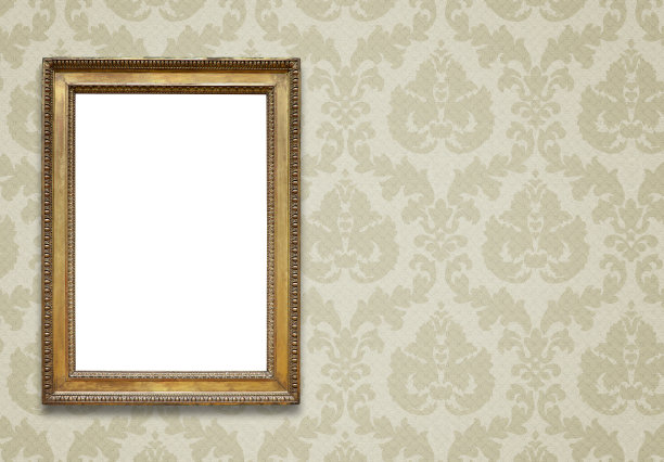 金色复古框架(包括所有的剪辑路径)图片下载