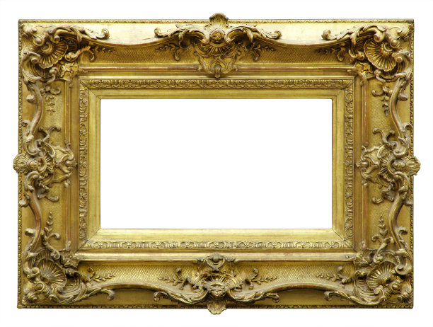 金色复古框架孤立在白色背景(包括所有的剪辑路径)图片下载
