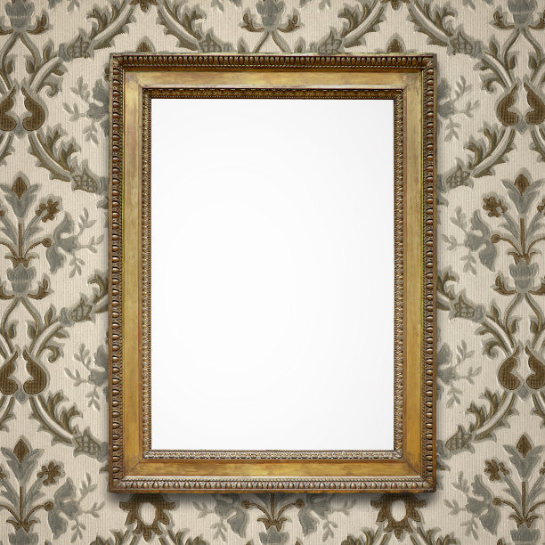 金色复古框架(包括所有的剪辑路径)图片下载