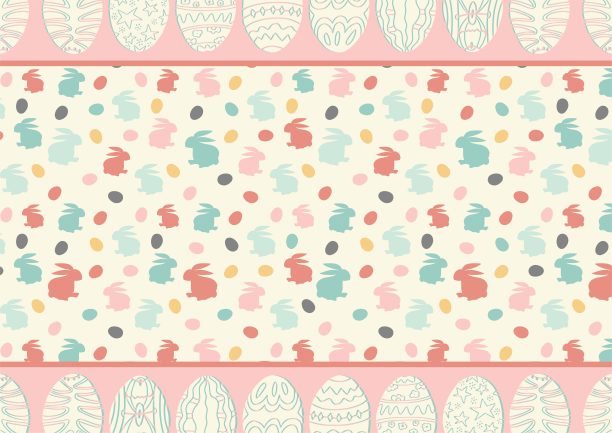 可爱的水平复活节背景与复制空间。文本。剪贴簿设计。向量图片下载