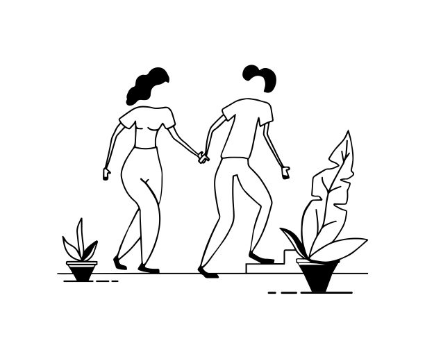 用涂鸦的方式遇见所爱的人。一对夫妇讨论未来的婚礼。漫画的人图片下载