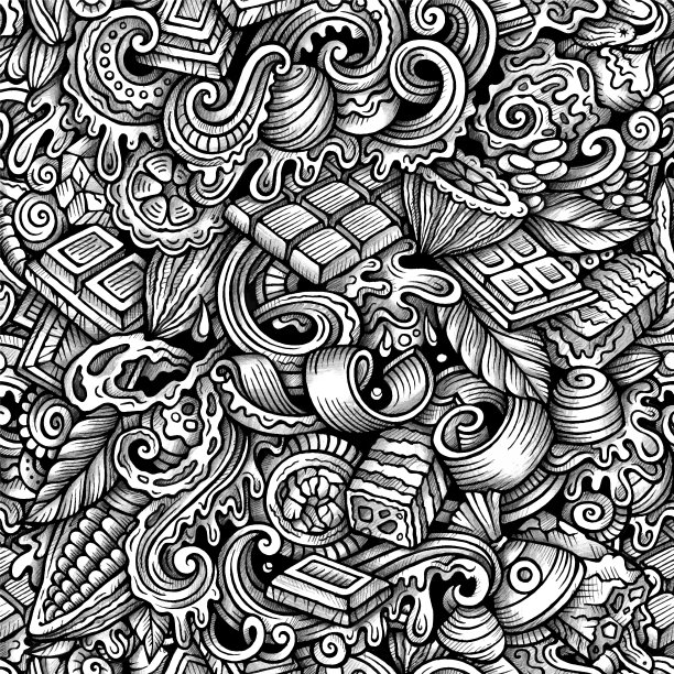 巧克力矢量手绘涂鸦无缝模式。图片下载