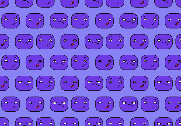 卡通脸表情向量模式。微笑的模式图片下载