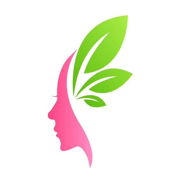 女人的脸在树叶，设计概念的美容沙龙和水疗中心图片下载