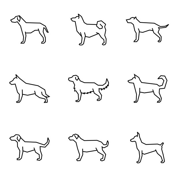 狗图标收集线条风格图片下载