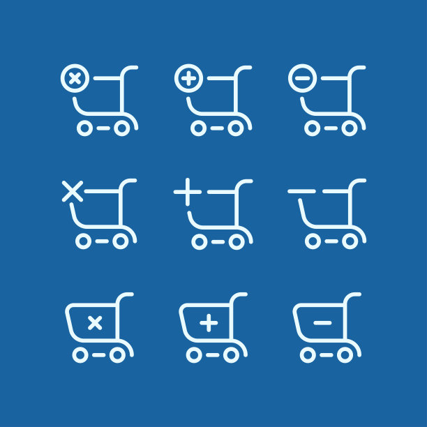 简单的线条笔画购物车图标矢量图图片下载