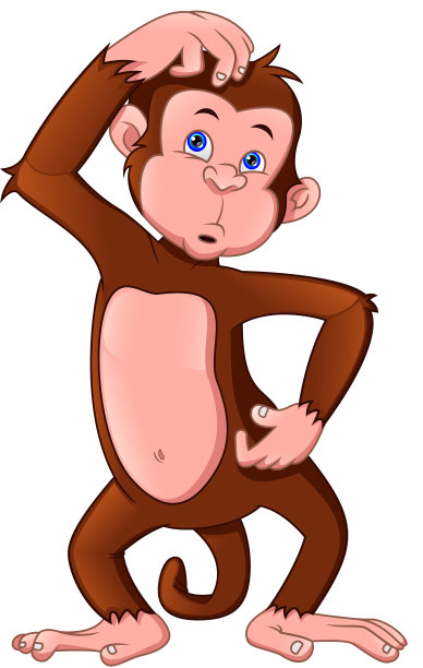 可爱的猴子卡通在白色的背景图片下载