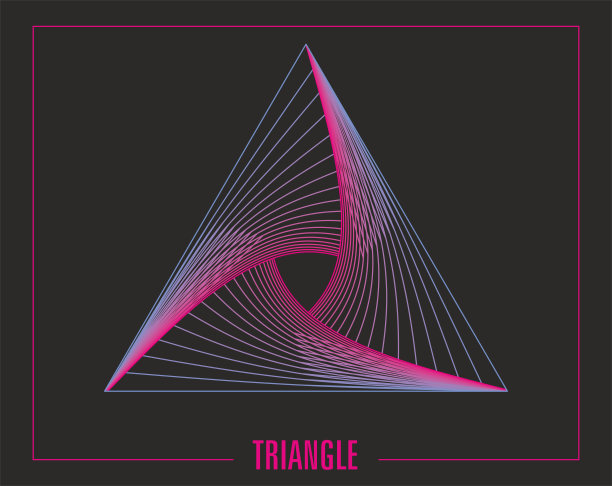 矢量插图，三角形在粉红色和蓝色阴影与复制空间在中间形状。图片下载