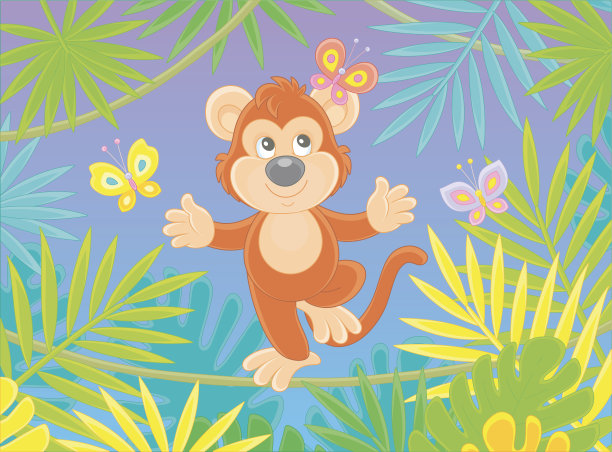 有趣的猴子玩蝴蝶图片下载