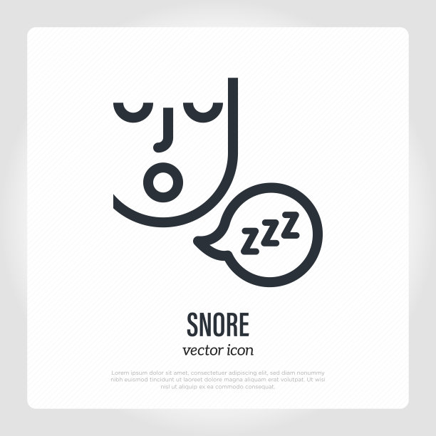 打鼾:男人张着嘴睡觉。细线图标。矢量插图。图片下载