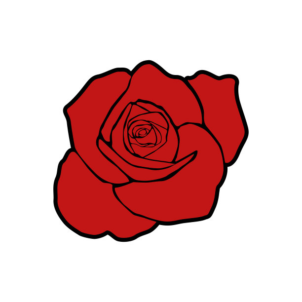 玫瑰花图标扁平风格矢量图图片下载