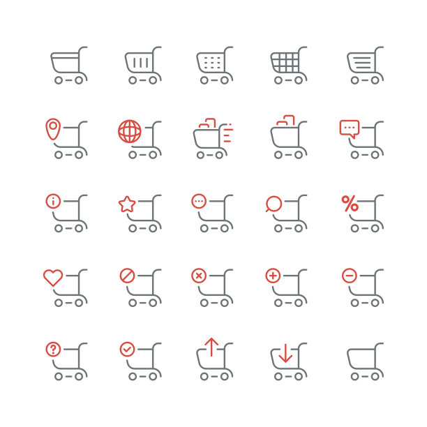 简单的线条笔画购物车图标矢量图图片下载