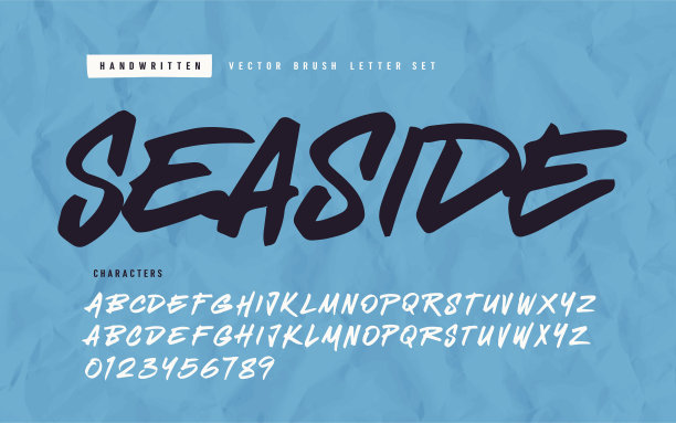富有表现力的手写书法矢量笔刷字母集图片下载