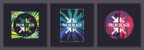 收集三个矢量图形t恤设计，海报，印花的佛罗里达主题图片下载