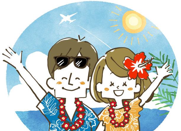 穿着夏威夷衬衫的夫妇-度假旅行图片下载