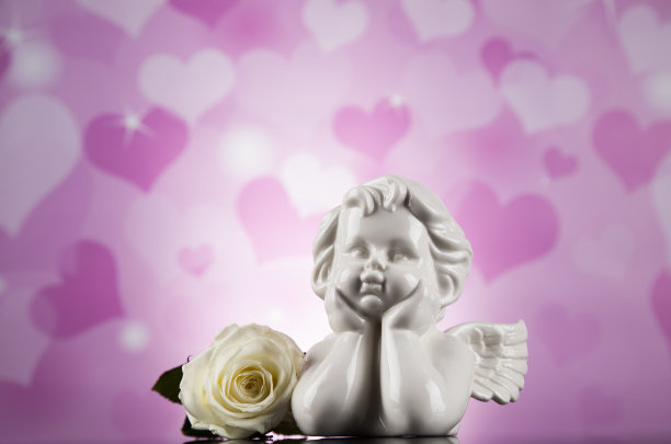 玫瑰，天使，情人节背景图片下载