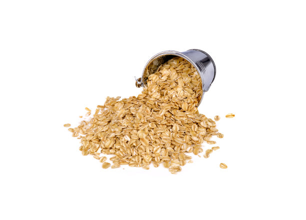 燕麦在锌仓和在白色背景图片下载