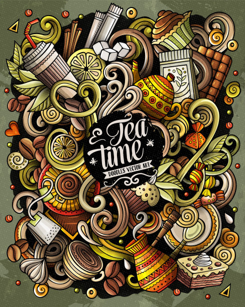 咖啡馆有趣的手绘矢量涂鸦插图。图片下载