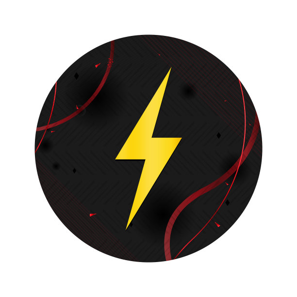 电力图标优雅的黑色圆形按钮图片下载