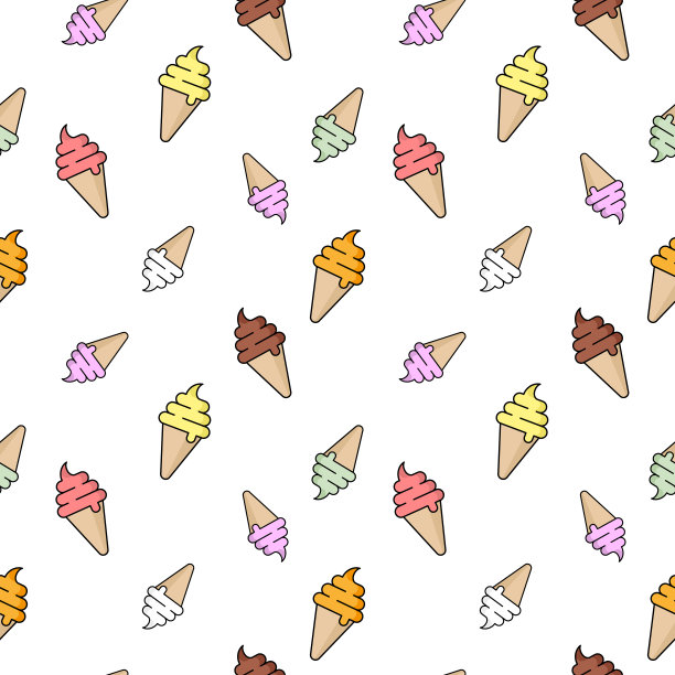 彩色无缝冰淇淋背景。向量图片下载