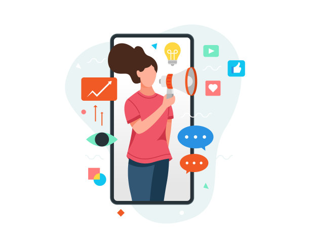 手机屏幕上的女人拿着扩音器图片下载