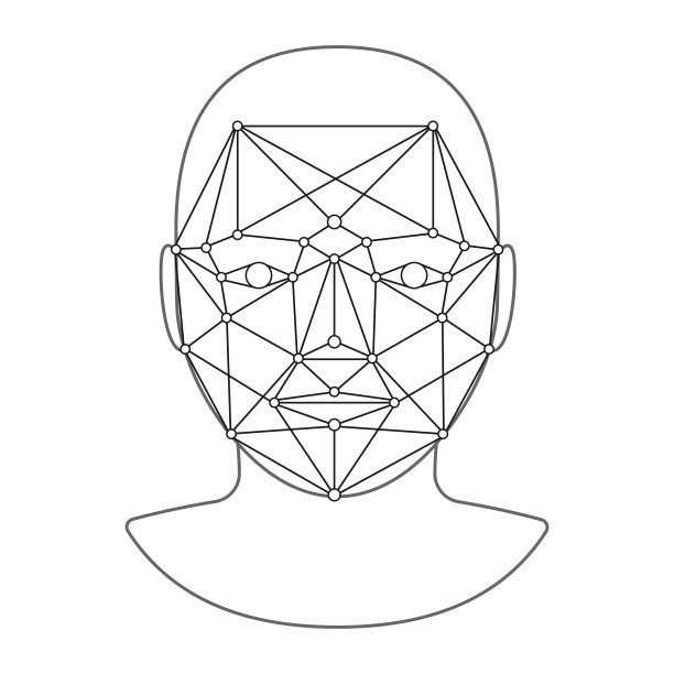 通过点扫描人脸。低多边形的迹象。识别人脸，识别身份，确定个性。矢量图图片下载