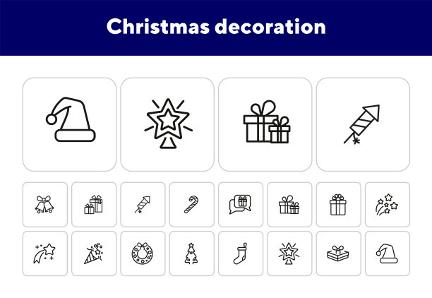圣诞装饰线图标集图片下载