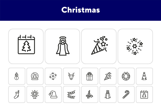 圣诞线图标集图片下载