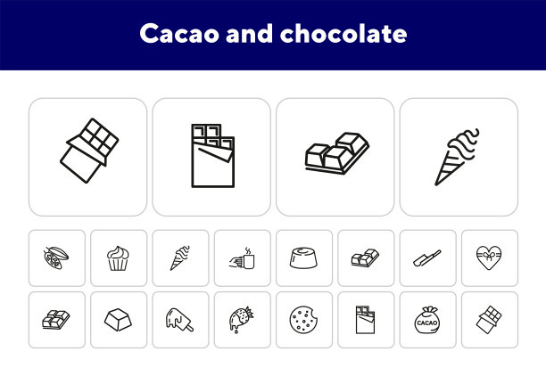 可可和巧克力线图标设置图片下载