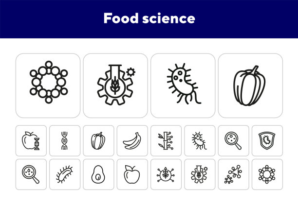 食品科学线图标设置图片下载