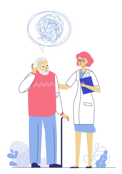 有痴呆观念的医生和失忆老人。图片下载