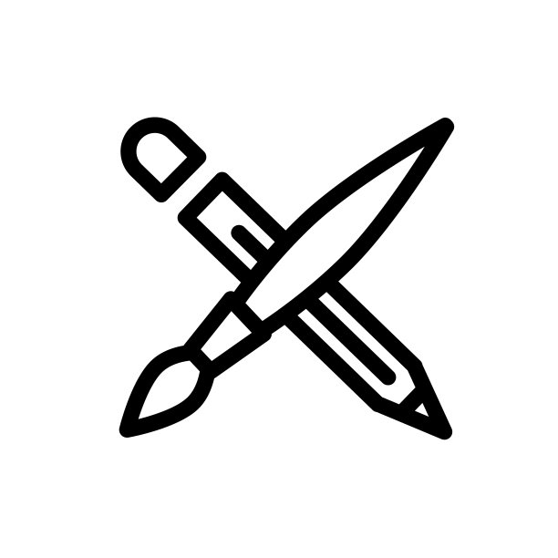 用画笔的铅笔。艺术家的偶像。白色背景上的矢量图标。时髦的线性图标。图标为网站和打印。标志,象征,象征。界面元素。图片下载