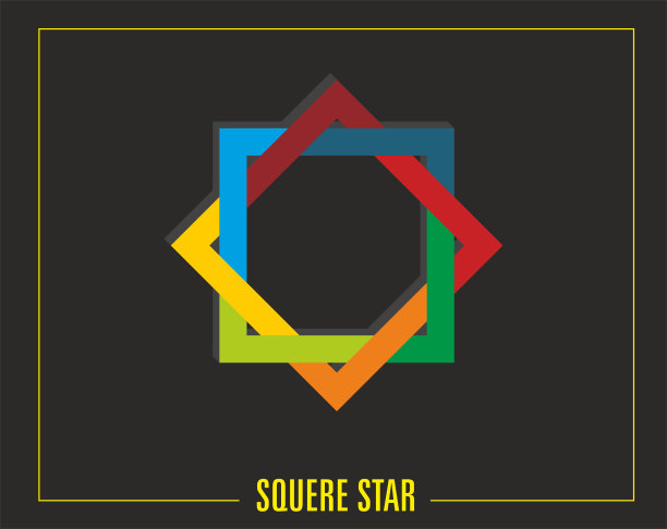 矢量插图，正方形，星星彩色设计，复制空间的中间形状。图片下载