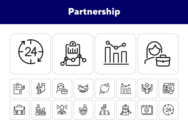 伙伴关系线图标集图片下载