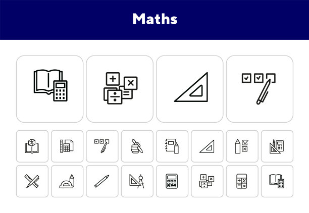 数学线条图标集图片下载