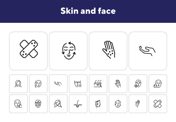 皮肤和面部线条图标设置图片下载
