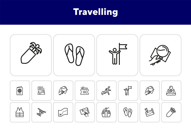 旅行线图标集图片下载