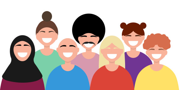 世界人民友谊：来自不同国家的男人和女人扁平化设计图片下载