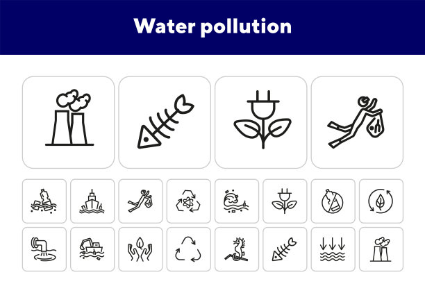 水污染线图标设置图片下载