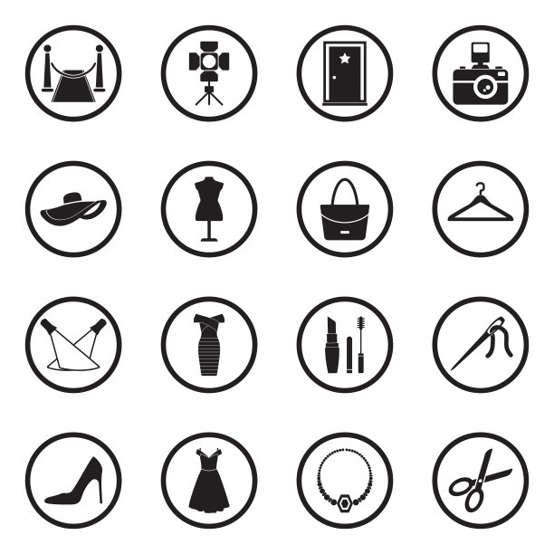 时装秀图标。圆形的黑色平面设计。矢量插图。图片下载