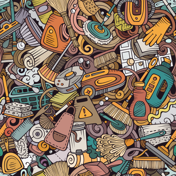 卡通可爱涂鸦手绘清洁无缝图案图片下载