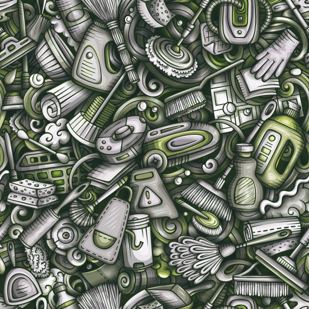 卡通可爱涂鸦手绘清洁无缝图案图片下载