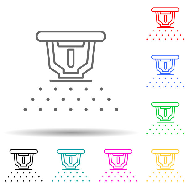 消防喷头多色风格图标。简单的细线，轮廓向量洒水图标的用户界面和用户体验，网站或移动应用程序图片下载