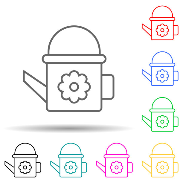 喷壶多色造型图标。简单的细线，轮廓向量洒水图标的用户界面和用户体验，网站或移动应用程序图片下载