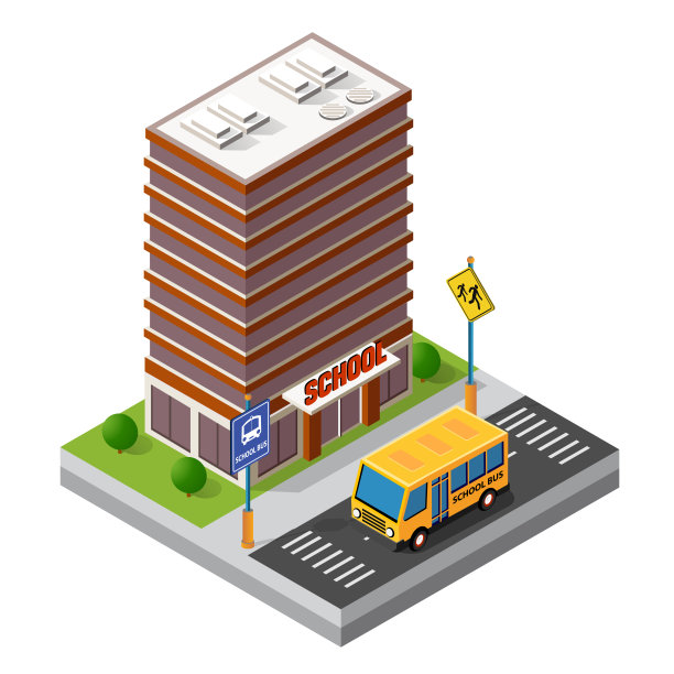 学校等距建筑学习教育图片下载