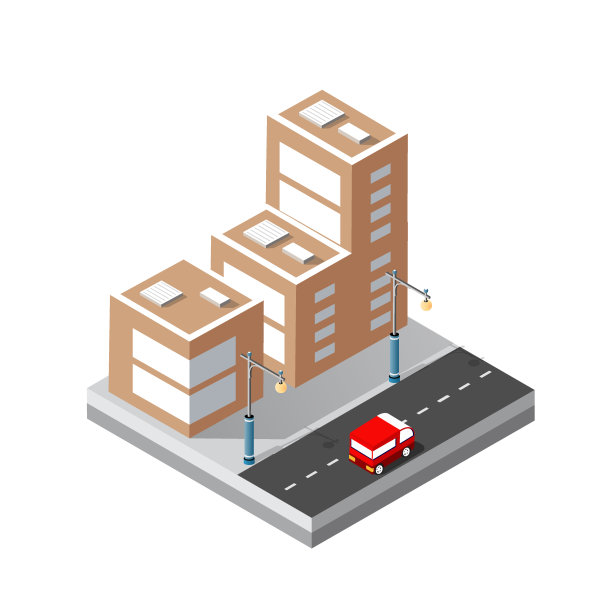 城市景观设计元素与等距建筑图片下载