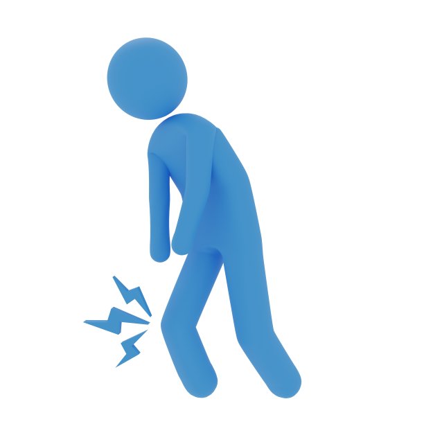 膝盖疼痛蓝色象形图3DCG图像图片下载