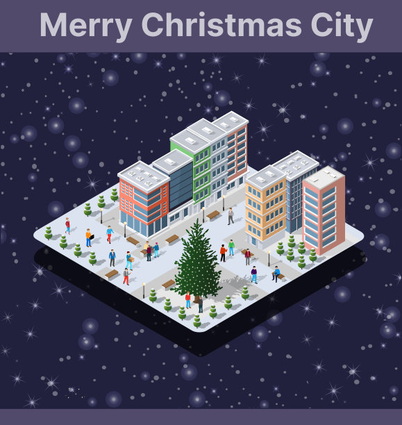 冬天的圣诞树，新年是等距的图片下载