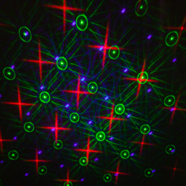 摘要点星圆圆闪散背景背景。照明模糊抽象的多色光耀斑几何图案图片下载