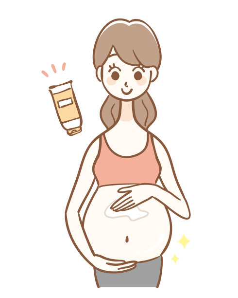 涂抹乳霜防止怀孕痕迹的妇女。图片下载